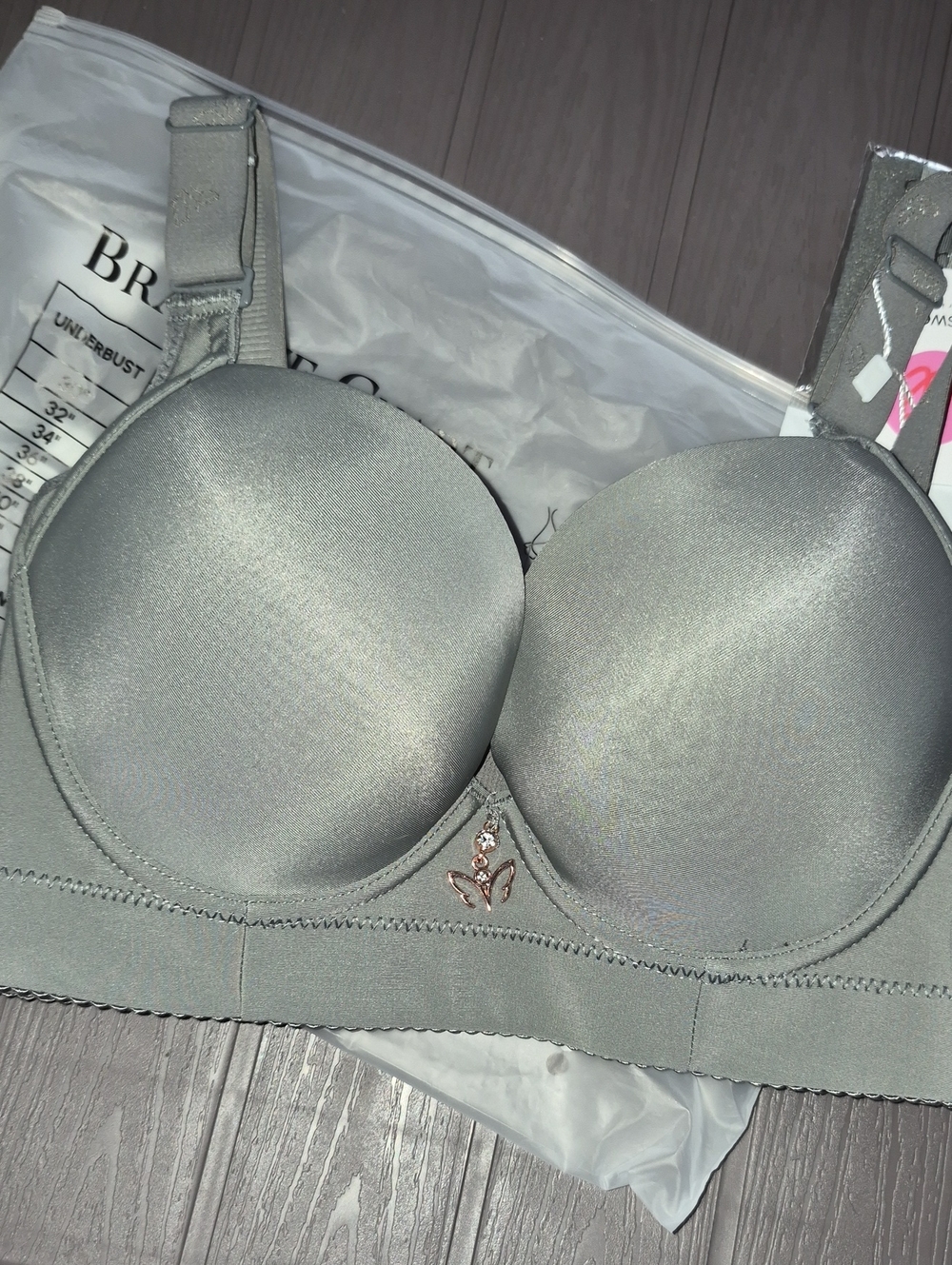 Everyday Smooth T-Shirt Push Up Bra - Silver Gray 34b Nwt